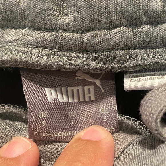 Puma Mens Small Light Gray and Black Sweatpants - Picture 2 of 7